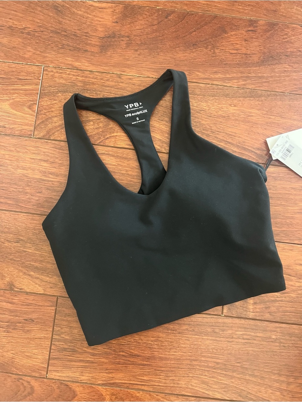 YPB Black Racerback Sports Crop Tank